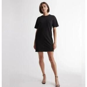 Quince 100% Organic Cotton Relaxed T-Shirt Dress in Black